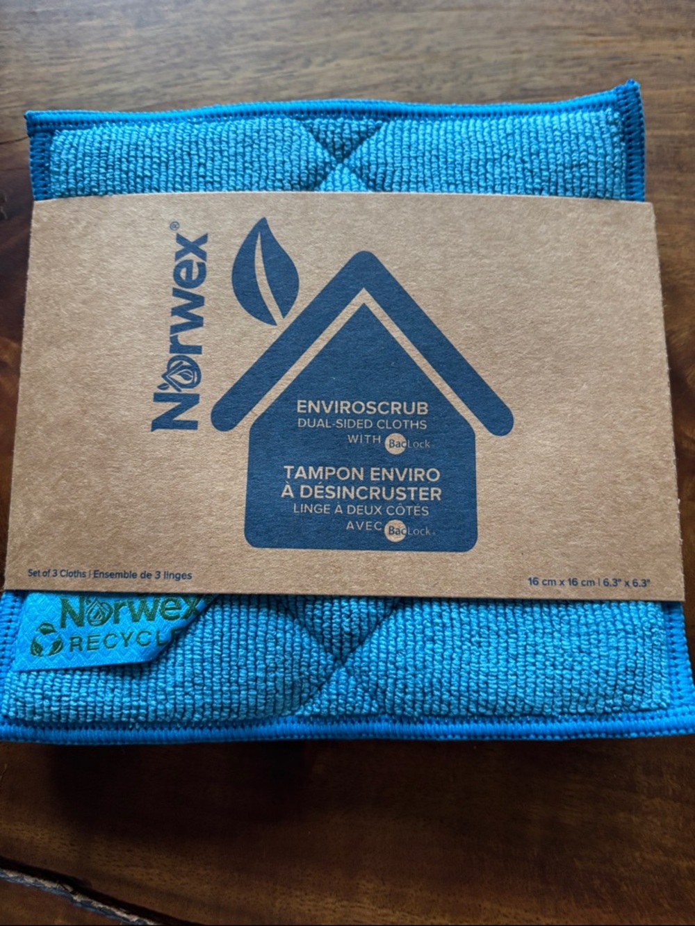 Norwex Bright Teal Dual-Sided Enviroscrub Cloth Set of 3